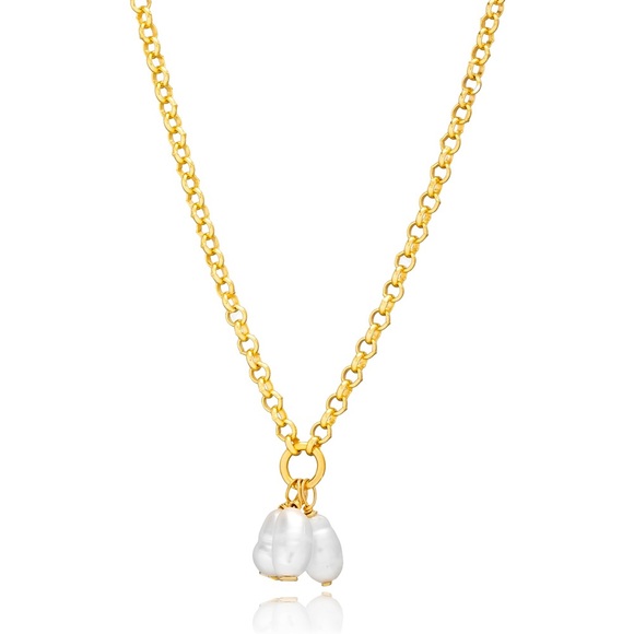 🔥 Price Drop~Triple Natural Pearl Necklace on Sterling Silver Rolo Chain - Picture 3 of 4